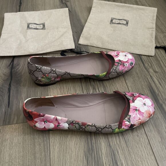 GUCCI GG Supreme Bloom Monogram Ballet Flats Slip On Shoes Size 38.5 - Picture 7 of 8